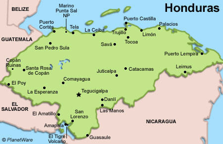 stadte karte von Honduras